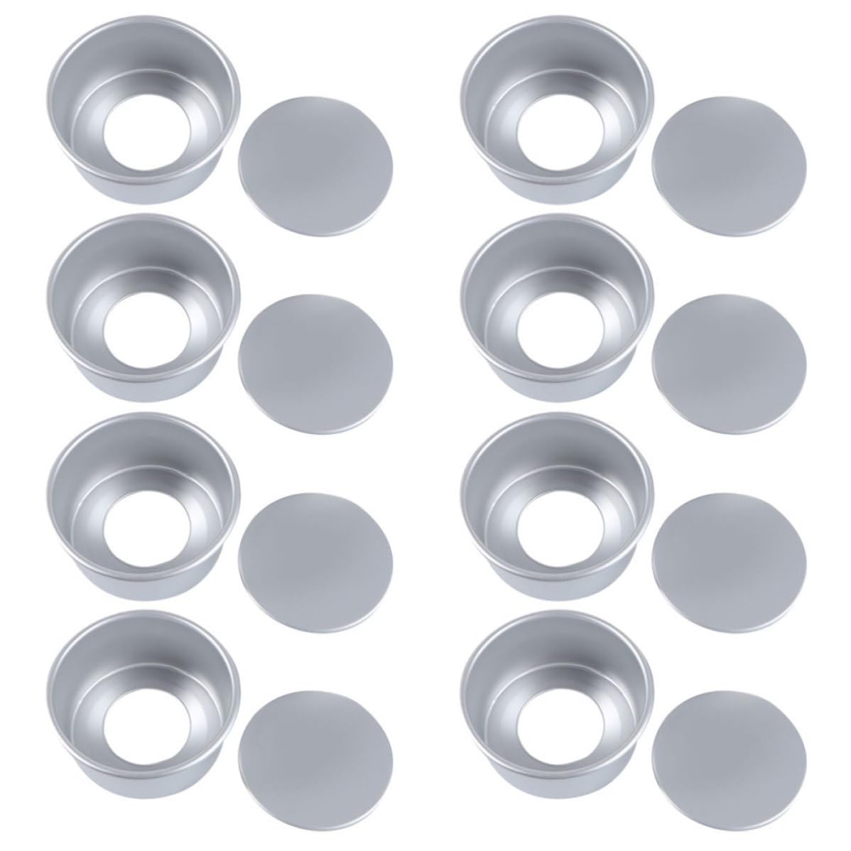VICASKY Molde Redondo Desmontable Anodizado de 4 Pulgadas, Bandeja para Hornear Antiadherente de Aluminio, Set de 8 Unidades, Distribución Uniforme del Calor, Adecuado para Repostería