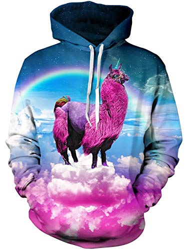 TUONROAD Hoodie Männer Einhorn Hoodie 3D Druck Kapuzenpullover Langarm Tops Leichte Sweatshirts Mit Taschen S/M