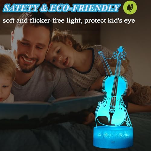 Image of Violin Night Light, Violin Gifts, Cello 3D Illusion Lamp with 16 Colors Changing, Timer, 4 Flash Modes and Dimmable, Kids Boys Girls Room Decoration, Holiday Xmas Music Gifts
