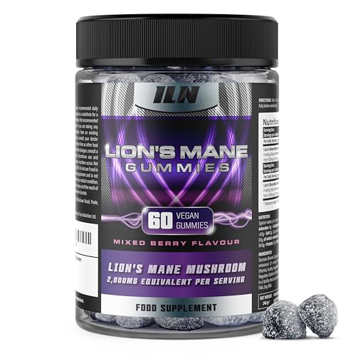 Iron Labs Nutrition Lions Mane Gummies - 1000mg Vegan Lion's Mane Supplement 1000mg - 60 Vegan Gummies (Mixed Berry Flavour) - Mushroom Gummies for Adults