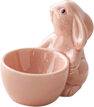 Ceramic Egg Cup for Soft Boiled Egg,Porcelain Single Egg Stand Holder for Serving, Breakfast, Brunch - Home Decor Kitchen Utensils Easter Bunny Egg Stand Decoration - Pink
