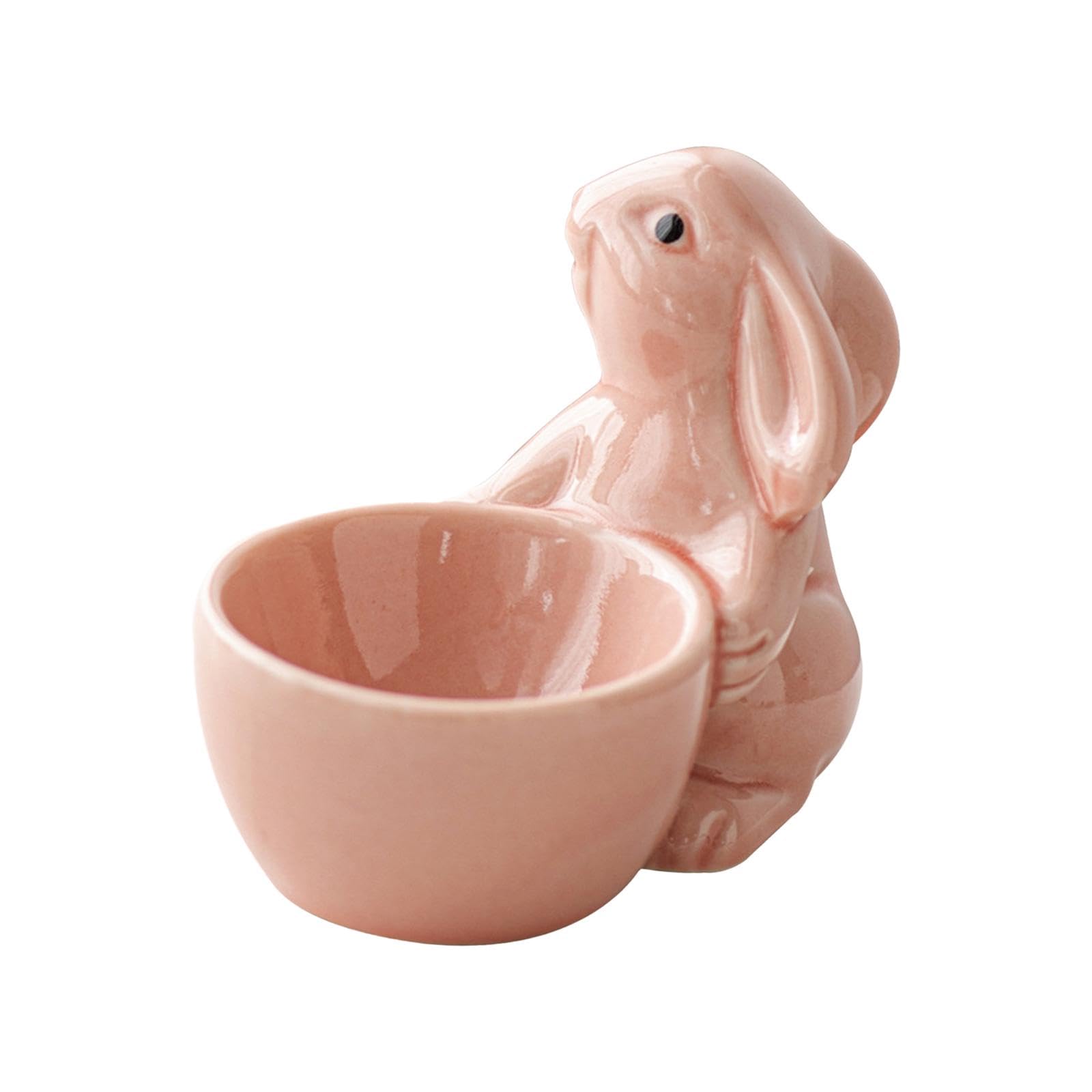 Leefasy Ceramic Rabbit Egg Cup for Soft Boiled Egg,Porcelain Single Egg Stand Holder for Serving, Breakfast, Brunch - Home Decor Kitchen Utensils Easter Bunny Egg Stand Decoration - Pink