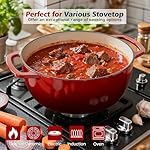 Umite Chef 6QT Enameled Cast Iron Dutch Oven with Lid, Versatile Heavy-Duty Cookware Pot for Baking Bread, Braising, Soups & Stews, Oven & Stovetop Safe with Heat Resistant Gloves（Red） - Image 2
