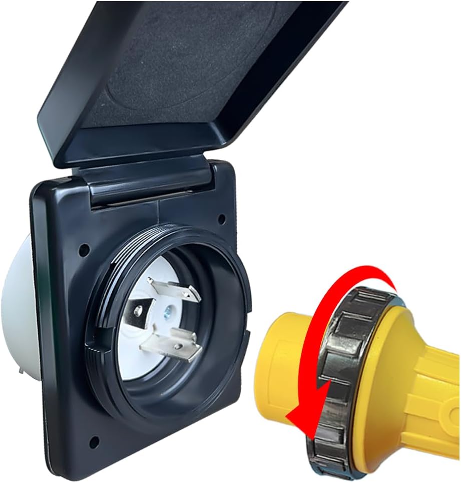 30 Amp RV Plug Power Inlet Box and 30 Amp RV Outlet to 15 Amp 110 Volt Standard Household Plug for 30 Amp RV to House Outlet 15 Amp 110/120V