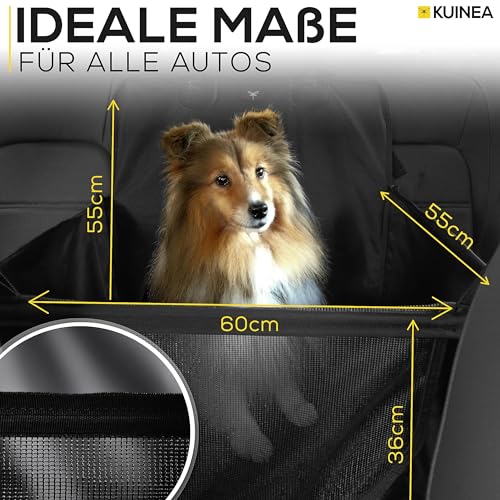KUINEA® Extra Stabiler Hunde Autositz Rückbank - GRATIS Hundegurt - kleine bis mittelgroße Hunde - Autositz Hund wasserdicht, Hundekorb Auto, Hundesitz Auto, Hundeautositz, Dog car seat