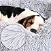 lionto Donutbett für Hunde und Katzen, Flauschiges Hundebett rund für kleine und große Heimtiere, Ø 60 cm, weiches Katzenbett aus kuscheligem Plüsch, Hundekissen mit extra Dicker Füllung, hellgrau