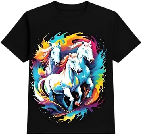 A2Z 4 Kids Boys Girls 3D Graphic T Shirt Crew Neck Short Sleeve - T Shirt 560 Horse 15-16
