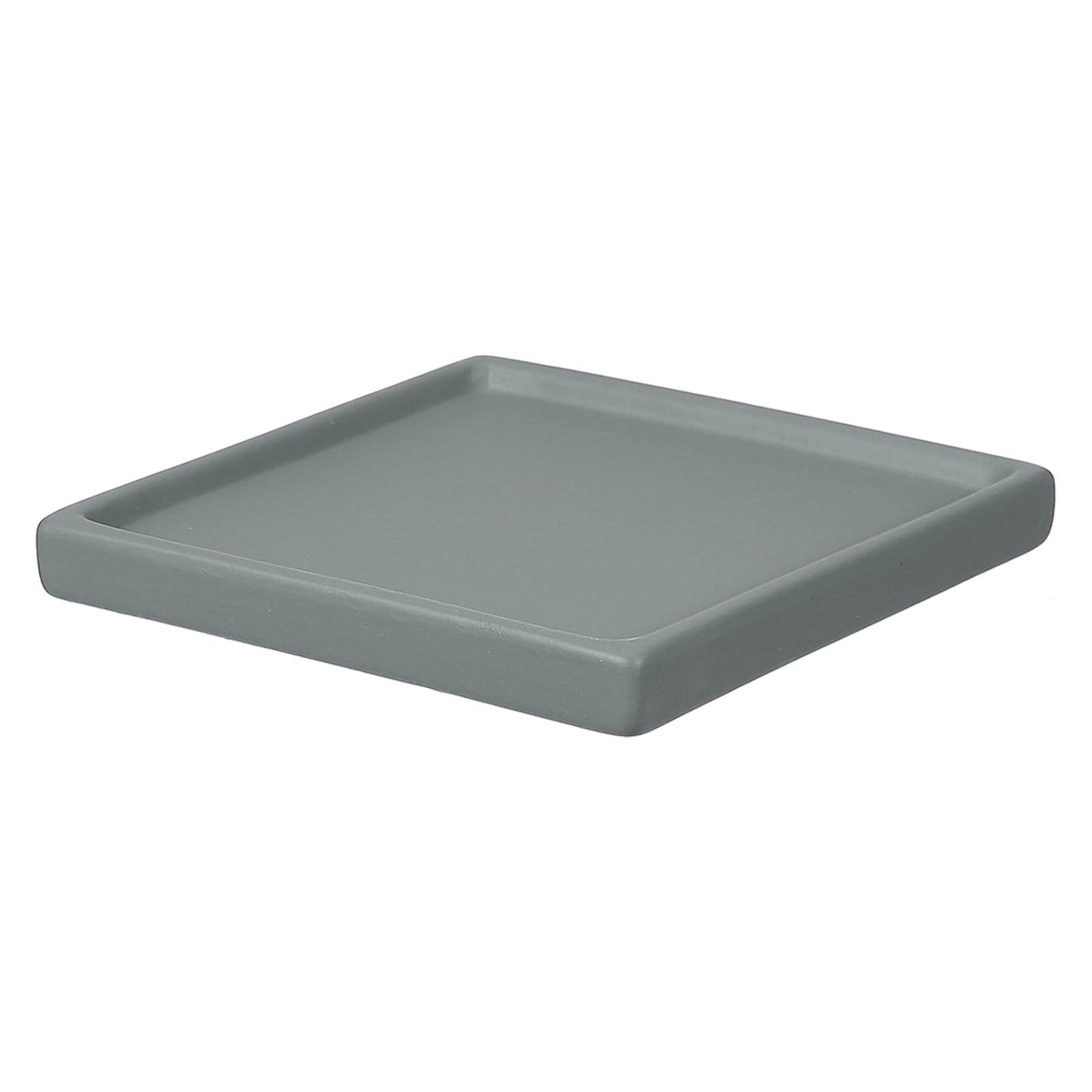 YELARXI 4.3 Inch Ceramic Plant Saucers, Square Flower Planter Water Trays Ceramic Plant Saucer Pot Tray -Fitting for (Outdoor/Indoors/Garden/Planting/Water/Flower/Coffee) Dark Gray