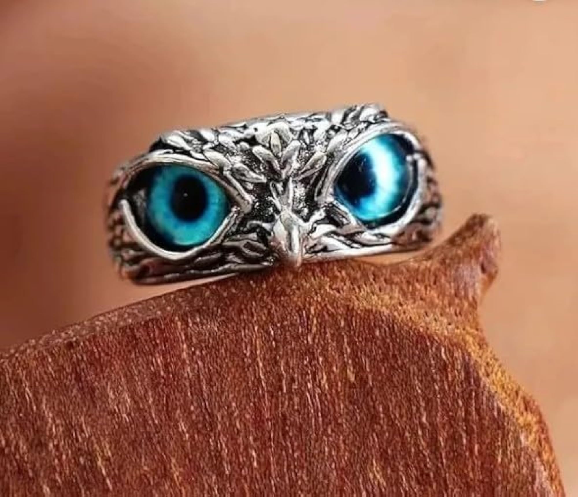 Stainless Steel Eagle Pendant Necklace and Owl Ring Set