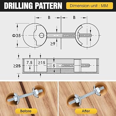 Countertop Joint Connectors,Counter Top Fasteners Bolt,Butcher Block Fasteners Draw Bolts,Miter Bolts Connector Hardware for Bed Frame|Furniture|Table (Type Silver 10 PCS)