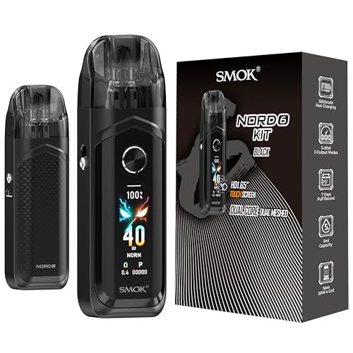 SMOK Nord 6 RDL/DL E-Zigarette Pod System Kit 3800mAh 580W 5ml Twin Pods RPM 4/RPM 3 Coil 1.65 Zoll Touchscreen Schwarz Ohne Nikotin