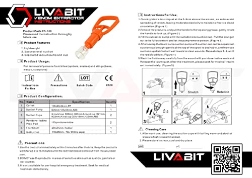 Livabit 4-Pack First Aid Safety Tool F.a.s.t. Kit Emergency Venom Extractor Snake Bite And Sting Suction Pump For Hiking, Camping, Backpacking, Insect Sting & Snake Bite Treatment #TOP6