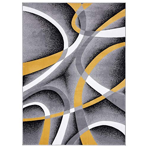 2305 Geometric Abstract Yellow 4x5 Area Rugs for Living Room