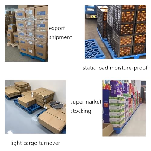 Lightweight Plastic Pallets, 2 Pcs Nestable Pallet with Breathable Grids, Moisture-Proof Waterproof Floor Pallets, for Indoor and Outdoor, Garages, Kitchen, Basement