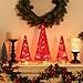 PHITRIC Christmas Decorations Indoor, 3 PCS Sparkling Glass Red Christmas Tree Table Centerpieces Decor with LED Lights and Timer, Xmas Tree Decorations for Home, Mantel, Shelf, Office, Tabletop