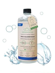GRASHÜPFER® Öko-Glasreiniger I Reinigungsmittel für alle Fensterroboter und Fenstersauger I 750 ml für mind. 60 Anwendungen I Bio-, Tier- und Umweltfreundlich I Streifenfreie Hochglanzreinigung