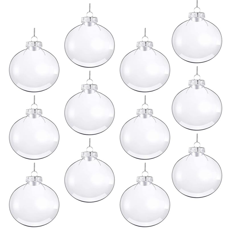 PartyKindom 12 Stück Teiliges Transparentes DIY Weihnachtskugel Flach...