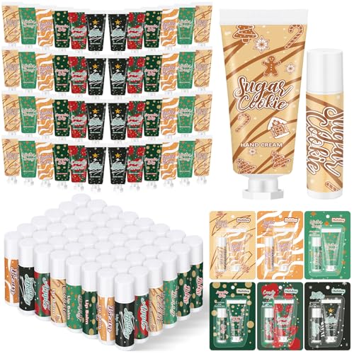 Loopeer 96pcs/48sets Christmas Hand Cream and Lip Balm Gift Set