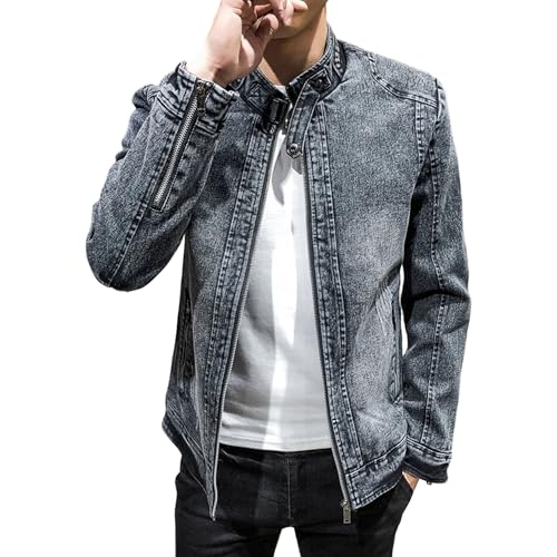 Chaqueta denim para hombre estilo vintage cuello mao miniatura 1
