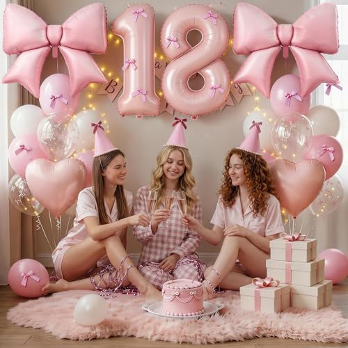 Image of 18th Birthday Decorations for Girl,Pink 18 Balloons for Party Decorations