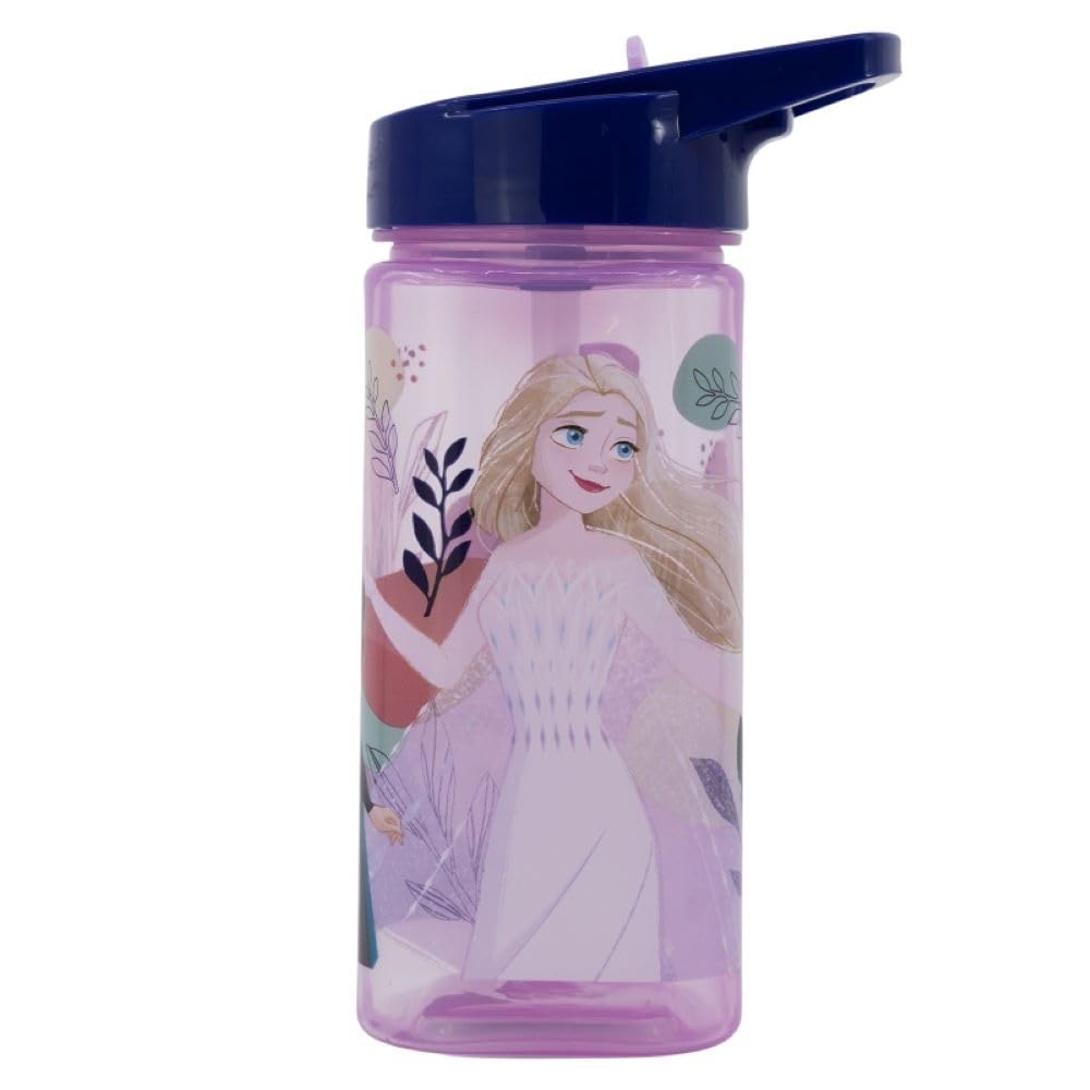 Frozen Reusable Square Water Bottle Drink Bottle with built-in handle for Easy Carry School Lunch Kids Childrens 510ml BPA free Plastic (Frozen) - Image 4