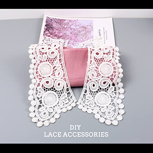 Mamunu 2 Pieces White Lace Collar, Embroidery Lace Fabric Collar Lace Neckline Collar Floral For Women And Girls Sewing Supplies Crafts #TOP5