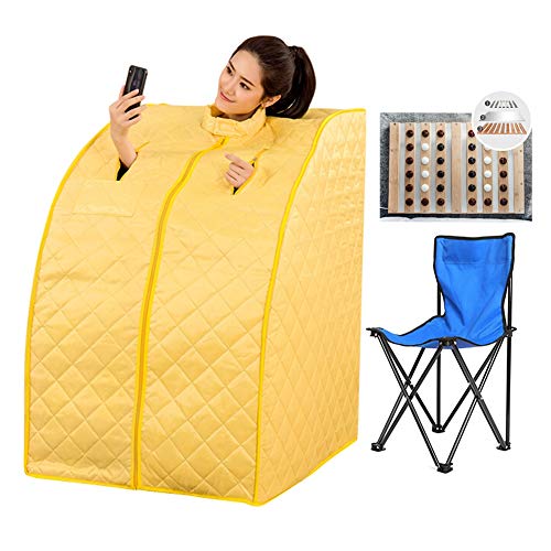 ZFF Far Infrared Steam Sauna Portable With Chair And Foot Heating Plate, Steam Tent Home Personal Spa, Remote Control, Remove Toxin