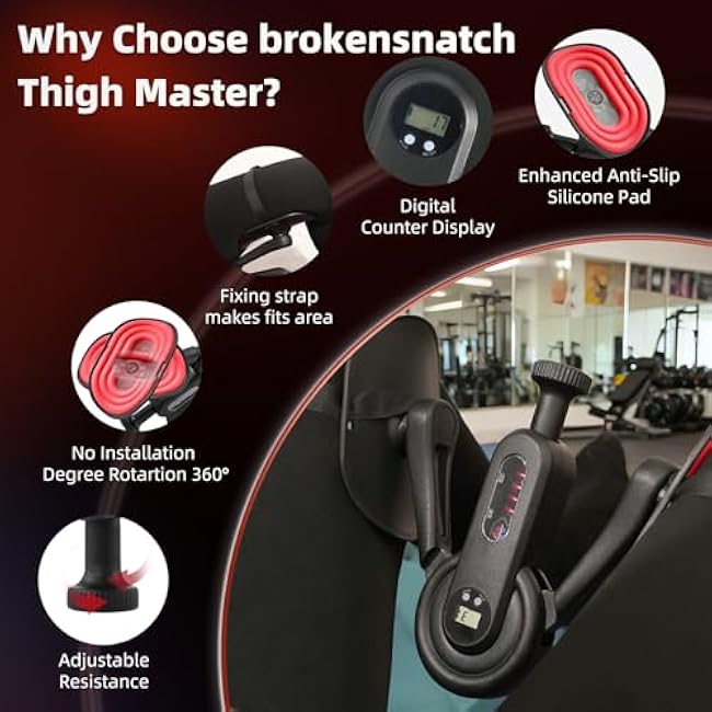 Thigh Hip Trainer Kegel Exerciser Pelvic Floor Exercise Devices Smart Display, Leg Straps & 360¡ã Inner Thigh Workout Machine Thigh Adductor Exerciser Time/Count/Calories/Reps(Red)