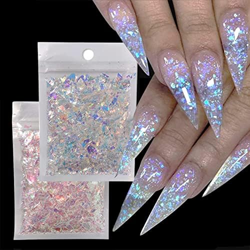 4 Bags Nail Art Glitter Sequins Irregular Colorful Mermaid Nail Flakes Confetti Sticker Manicure Nail Art Supplies for Women Party DIY Face Eyes Body Decorations Accessories