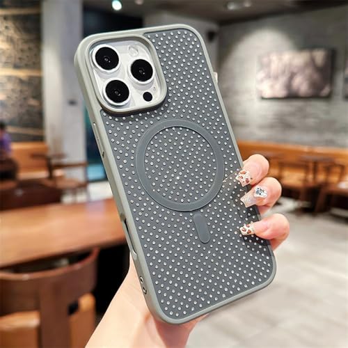 Coque rigide iPhone 16 Pro Max magnétique avec strass et paillettes
