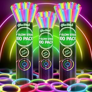 300 Ultra Bright Glow Sticks Bulk – Halloween Glow in the Dark Party Supplies Pack – 8″ Glowsticks Party Favors with Bracelets and Necklaces