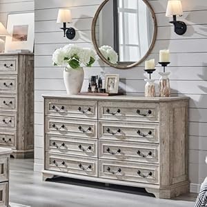 T4TREAM Farmhouse 8 Drawers Dresser for Bedroom, 54" Wide Wood Rustic Chest of Drawers with Natural Texture, Vintage Design, Storage Dressers Organizer for Bedroom, Living Room, Light Rustic Oak T4TREAM Farmhouse 8 Drawers Dresser for Bedroom 54 Wide Wood Rustic Chest of Drawers with Natural Texture Vintage Design Storage Dressers Organizer for Bedroom Living Room Light Rustic Oak