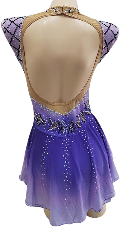 Girl's Purple Gradient Sleeveless Figure Skating Performance Costume for Women