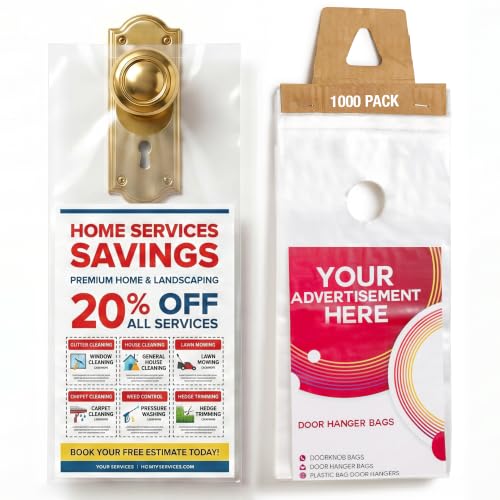 Choice Marts 1000 Plastic Door Hanger Bags 6x12 Clear Waterproof And Secure