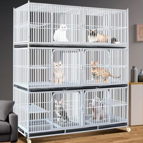 Cat Cages Indoor Litter Dog Playpens Caves Houses Box Kitten Cage Cats Outdoor Enclosures,Spacious Metal Cat Cage Playpen with Partition - Ideal Pet Crate for Breeding, Foster Care & Safe Pl