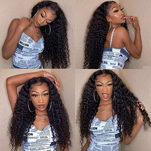 Glueless Deep Wave Human Hair Wigs for Women Brazilian Lace Front Wigs with Baby Hair Pre Plucked Lace Frontal Wigs Human Hair (16, 13×4 Deep Wave)