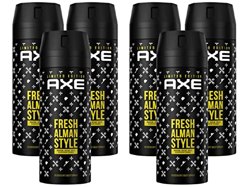 AXE Bodyspray Fresh Alman Style Limited Edition | 6x 150ml Männerdeo | Deo Deodorant ohne Aluminium | Herren Männer Men Deospray | 48h Schutz mit Fragrance Boost Technology