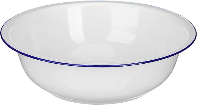 Hemobllo Enamel Basin Vintage Enamel Bowl Large, White Wash Basin for Vegetables Fruit Washing Kitchen Prep Dough Mixing Camping, and Everyday Use