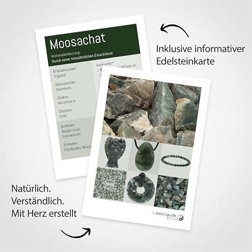 Lebensquelle Plus besonderes Splitterarmband | Handgefertigtes Elastisches Stretch Splitter Armband | Echter natürlicher Edelstein (Moosachat)