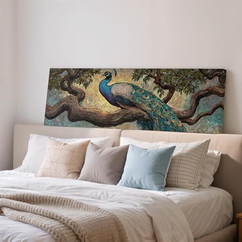 Impression sur toile paon pour habiller un grand mur vide de salon