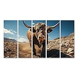 islandburner Tableau sur Toile Taureau Sauvage, Animal majestueux Cadre Affiche Poster Murale Tableaux