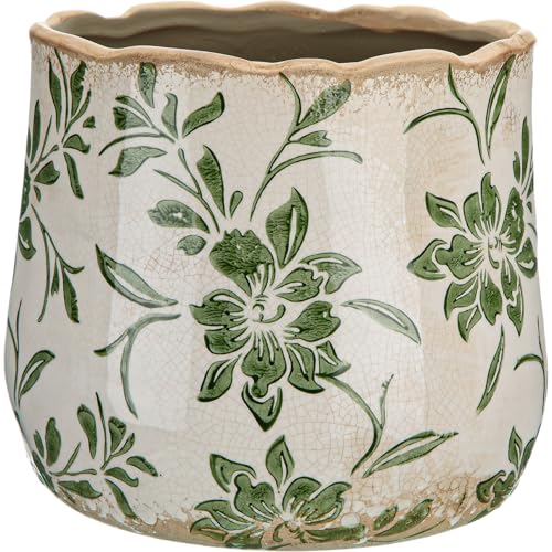 Bokon 7 x 6.3 Inch Ceramic Planter Vintage Scroll Planter