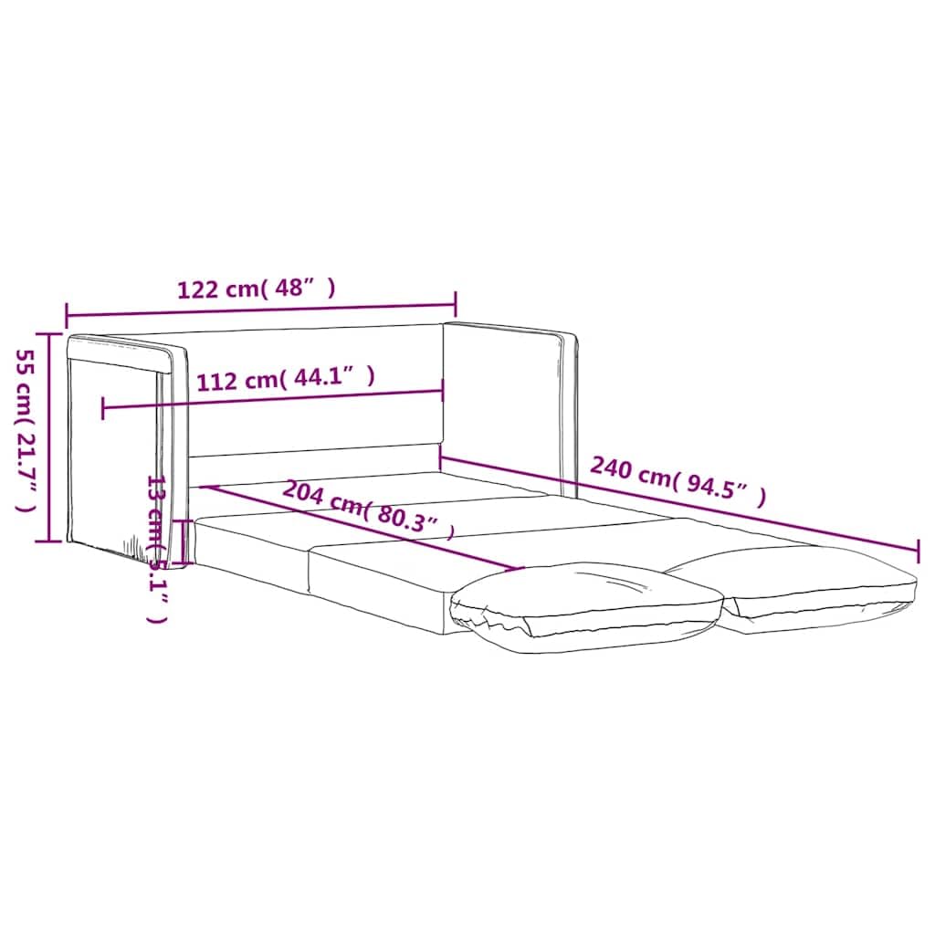 Sofá de suelo azul con función de dormir 122 x 204 x 55 cm terciopelo 2 en 1 sofá cama con espacio de almacenamiento, cojines, reposabrazos para salón, habitación de invitados, oficina y