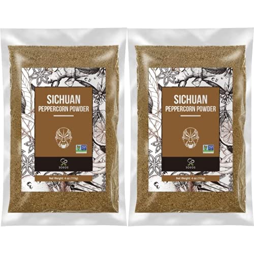 Soeos Authentic Sichuan Granos de pimienta verde Sichuan grado A, menos semillas, sabor fuerte, 4 onzas (paquete de 2)