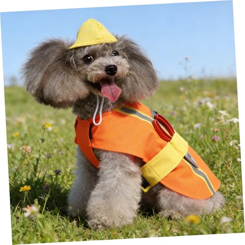 Disfraz para perro Ingeniero naranja XL poliéster miniatura 7