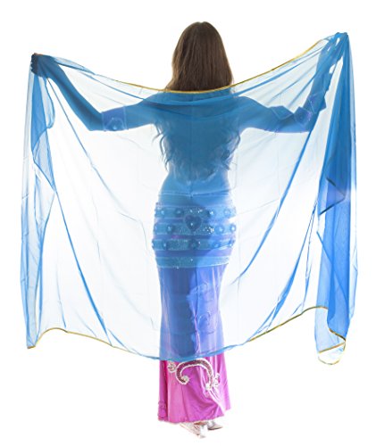 BellyLady Stunning Handmade Chiffon Belly Dance Veil, For Practice-Lakeblue
