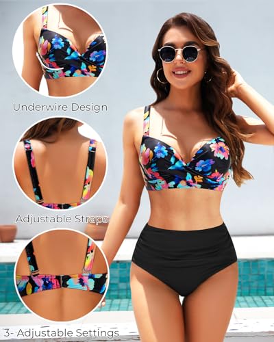 Image of Aqua Eve Women Underwire Bikini Top - Push Up Swimsuit Top Bra Padded Bathing Suit 2026 Twist Front Swimwear