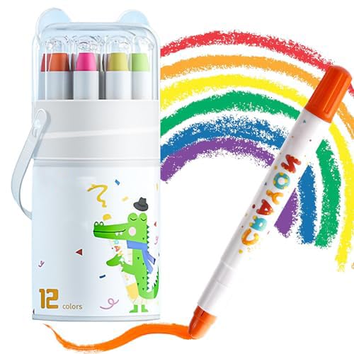 Silky Crayons for Toddlers Washable Twistable Jumbo Art Supplies Easy Grip Kids Coloring Tools for Travel School & Home Non-Toxic Infant Crayon Set 12 PCS