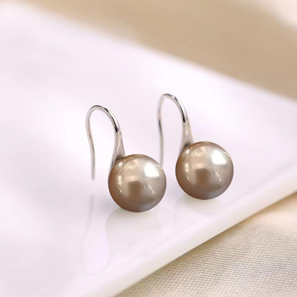 12mm Ocean Shell Pearl Dangle Multicolor Simple Clip On Drop Pearl Earrings for Women Fashion Jewelry - Image 2