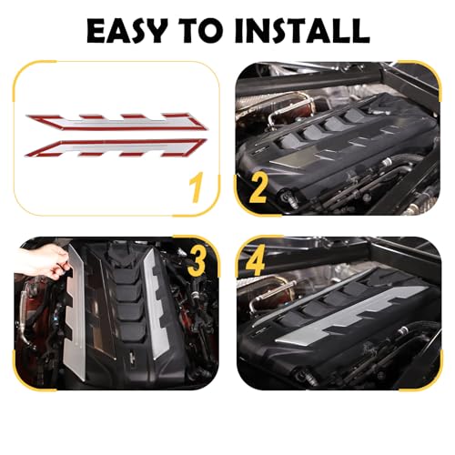 Image of CHEAYAR Engine Bay Panel Cover Compatible with Chevrolet Corvette C8 2020-2023, Engine Shroud Cover Panel Trims, C8 Accessories 2PCS (Engine Compartment Cover-Silver)